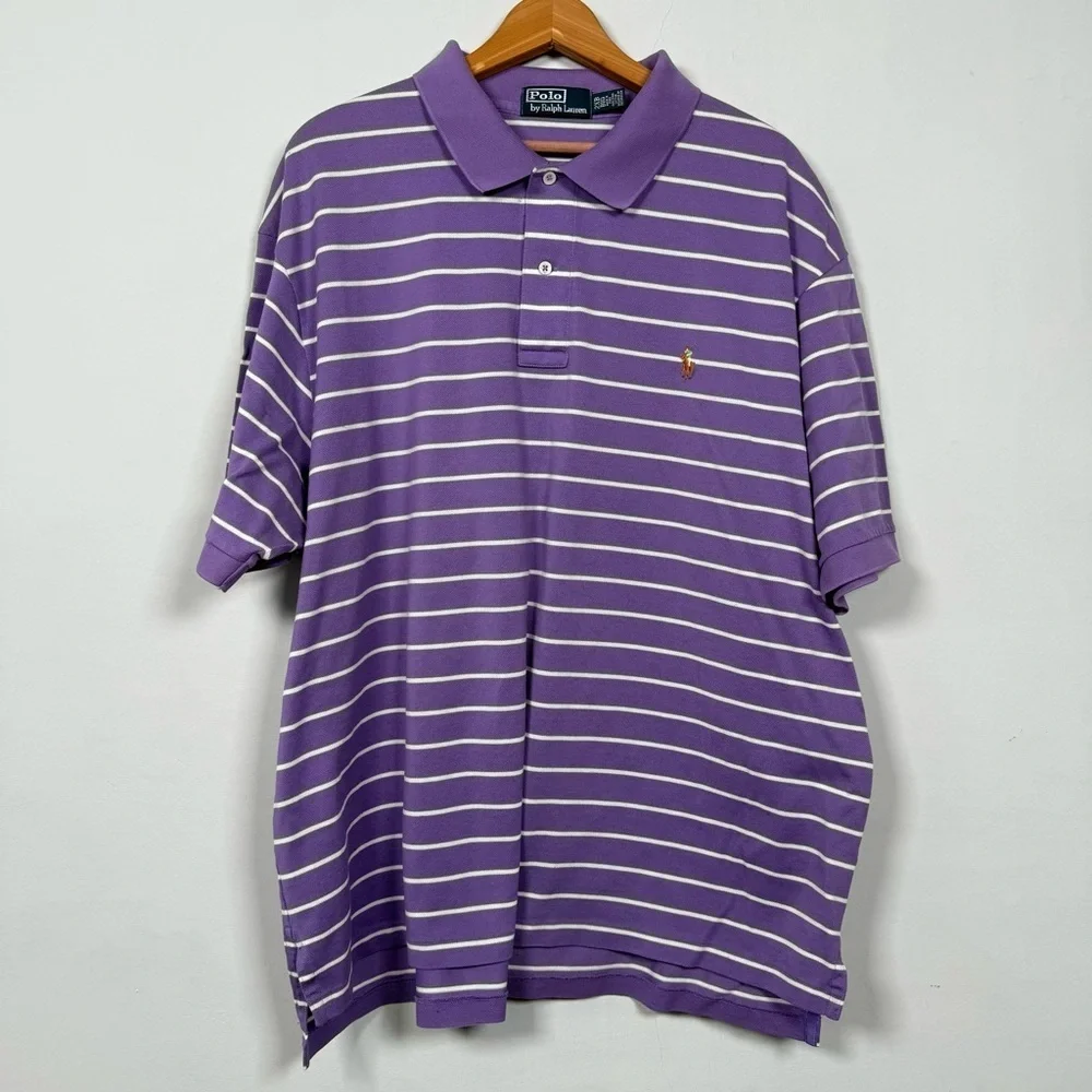 Ralph Lauren Lavender Striped Polo, 100% Cotton, Size 2XB
